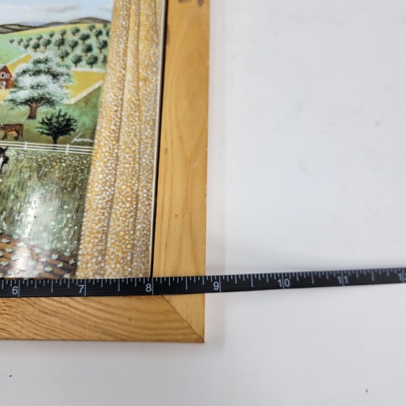 Lowell Herrero Tile Trivet Hanging Wall Decor Framed Country Farm Horse Car 1982 - Picture 5 of 6